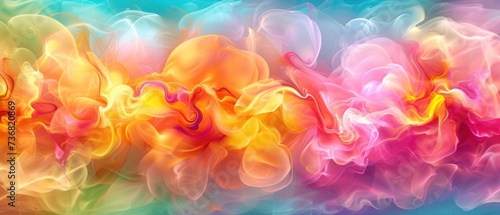 a group of colorful smokes on a blue, green, yellow, pink, orange, and red background. photo