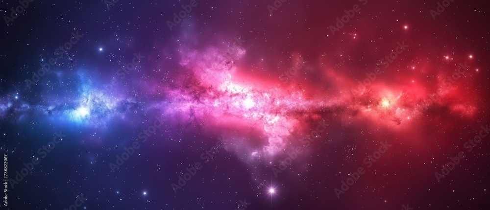 a colorful space filled with lots of stars and a bright red and blue star in the center of the image.