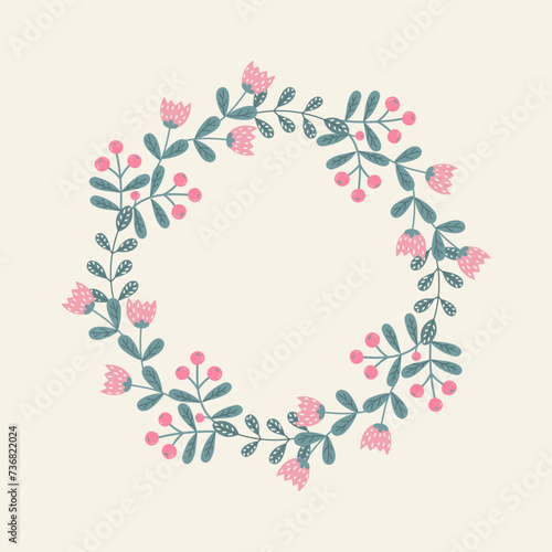 Flower frame illustration. Invitation or greeting card templates.