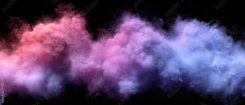 a group of pink and blue smokes on a black background with a black background and a black back ground.
