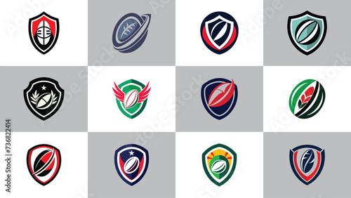 American football logo set. Set of rugby logo. Rugby vector, set of rugby logo badge design. photo