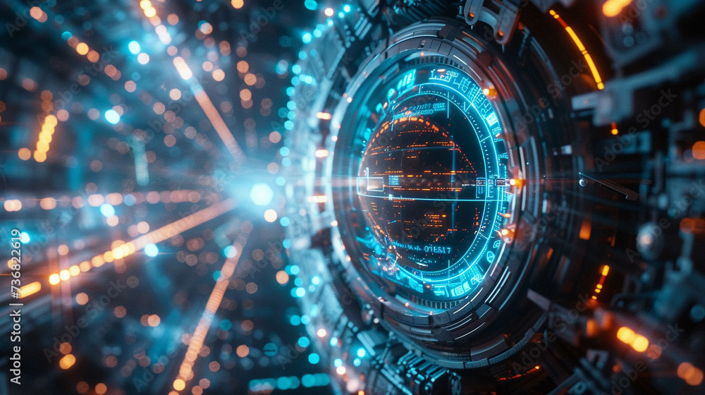 Design an intriguing artwork combining a HUD circle displaying real time cryptocurrency data with a breathtaking blue neo light backdrop Design an intriguing artwork combining a HUD circle displaying real time cryptocurrency data with a breathtaking blue neo light backdrop