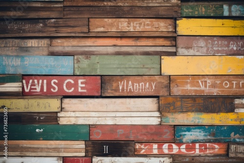 Faded and Distressed Wooden Signboards in a Vintage Market  Each Telling Its Own Colorful Story  Generative AI