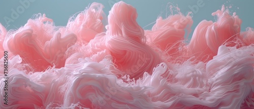 a large amount of white and pink liquid in a blue and pink liquid filled with white and pink liquid on a light blue background.