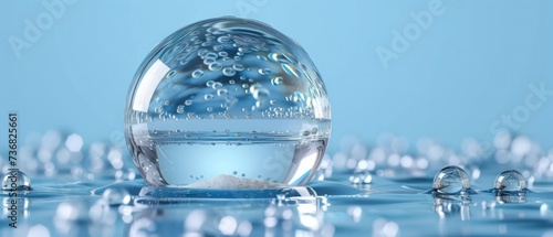 a close up of a ball of water with bubbles on the surface of the water and on the surface of the water is a lot of bubbles. photo