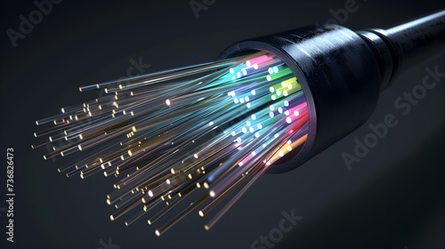 binary code streaming through fiber optic cables photo