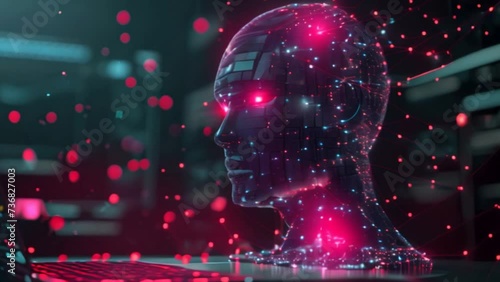 AI face talking with Human for artificial intelligence thinking concept