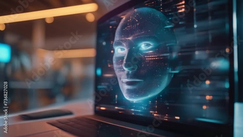 AI face talking with Human for artificial intelligence thinking concept