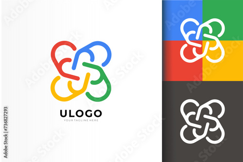 illustrasi vector of graphic the windmill logo that forms the letter f rotates