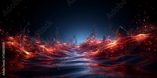 3d rendering abstract black background with wet long road on fire Generative Ai