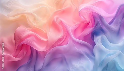abstract background with pink and blue wavy silk or satin texture photo