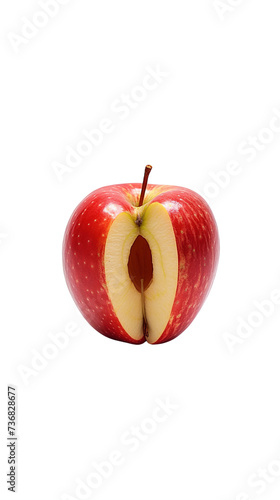1 red apple, cut in the middle, neatly placed photo