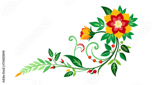 Floral design with leaves and swirl vector isolated