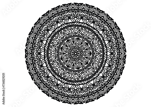 Decorative element, black mandala flower, vintage pattern, Vector illustration, Islamic, Arabian, Indian, Moroccan, Spanish, Turkish, Pakistani, Chinese, mystic, Ottoman pattern, page Picture book. 