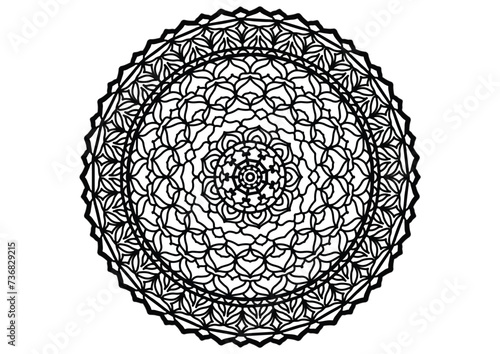 Decorative element, black mandala flower, vintage pattern, Vector illustration, Islamic, Arabian, Indian, Moroccan, Spanish, Turkish, Pakistani, Chinese, mystic, Ottoman pattern, page Picture book. 