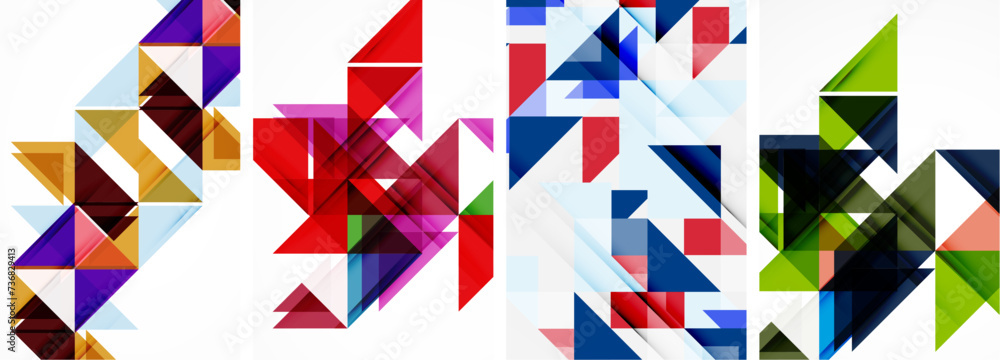 Triangle poster geometric background set Triangle poster geometric background set