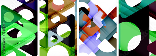Abstract background set featuring captivating triangles. Harmonious blend of geometry and style, these designs bring modern flair