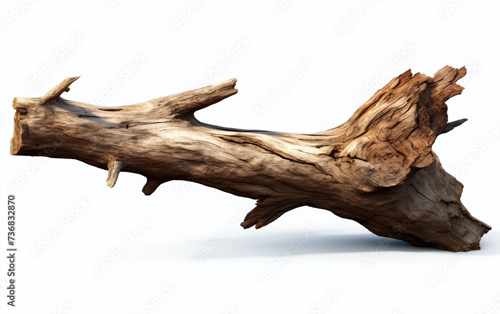 Fototapeta premium Dry tree twigs or Dead tree on white background. Minimal background for summer concept