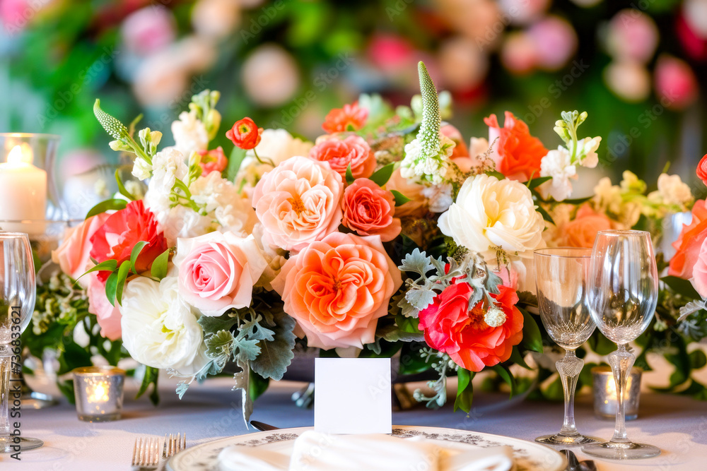 Floral Wedding Table Setting with Elegant Decor. Floral Wedding Table Setting with Elegant Decor.