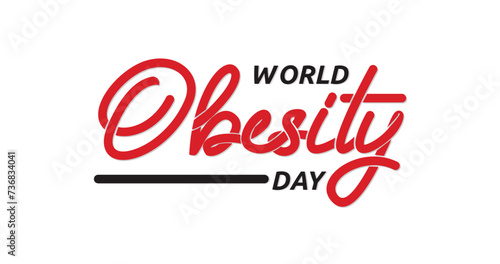 World Obesity Day text. Handwritten calligraphy typography vector illustration. Great for raising awareness and advocating for practical solutions in addressing the global obesity crisis.