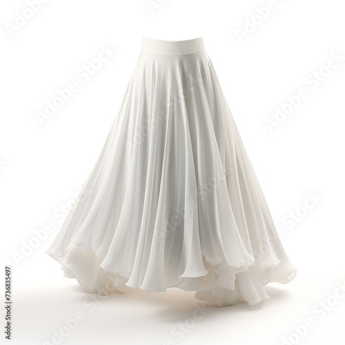 Simple white skirt isolated. Summer women's clothing. Casual fashion. Clothes mockup