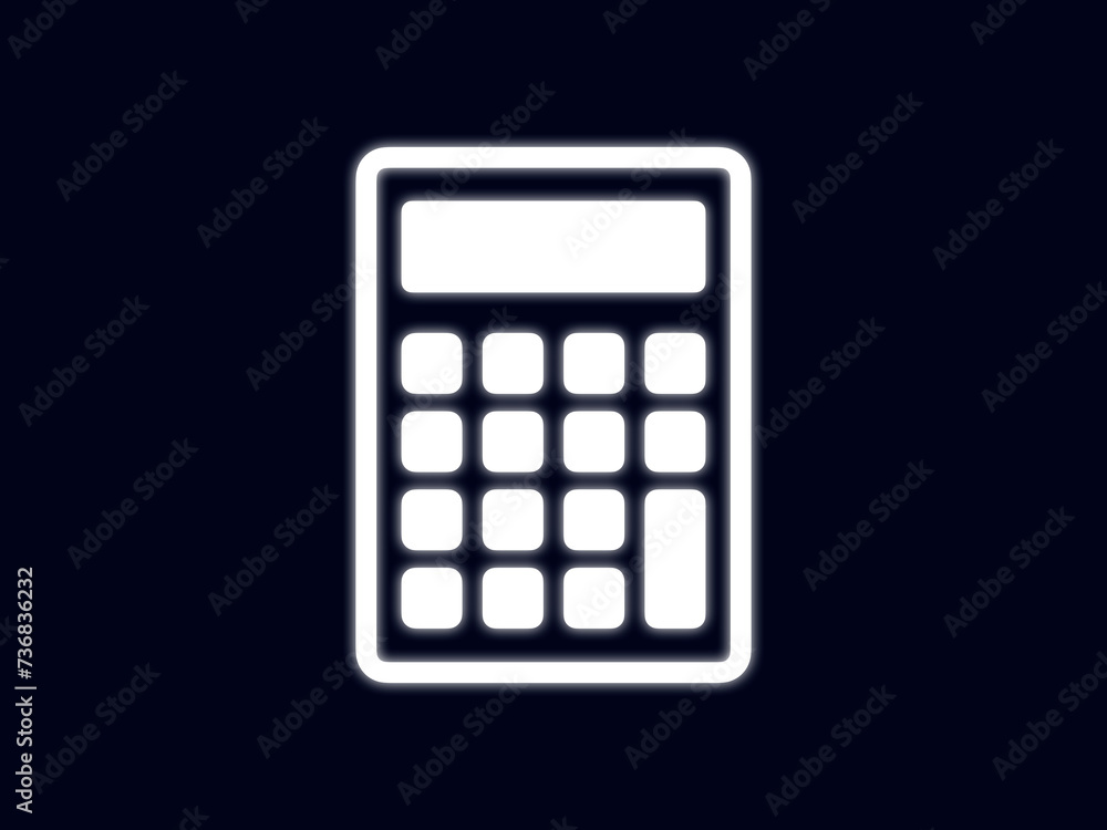 光る電卓アイコン:4×4:白B 光る電卓アイコン:4×4:白B
