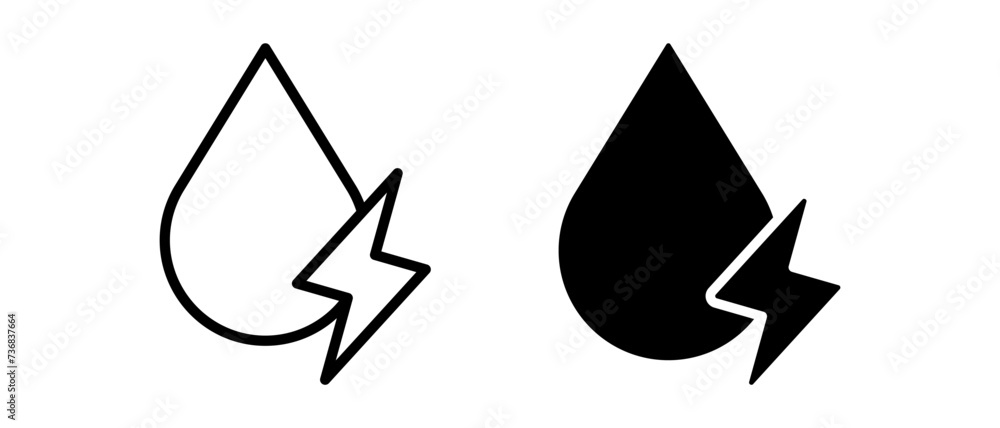Electricity icon vector set. Water energy symbol Electricity icon vector set. Water energy symbol