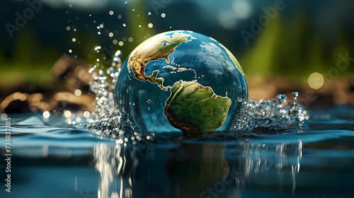 World water day concept, idea of saving water and protecting world environment photo