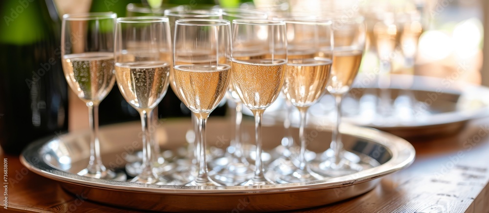 Fototapeta premium Party tray with champagne glasses