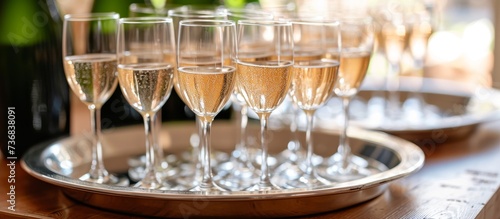 Party tray with champagne glasses