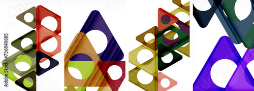 Abstract background set featuring captivating triangles. Harmonious blend of geometry and style, these designs bring modern flair