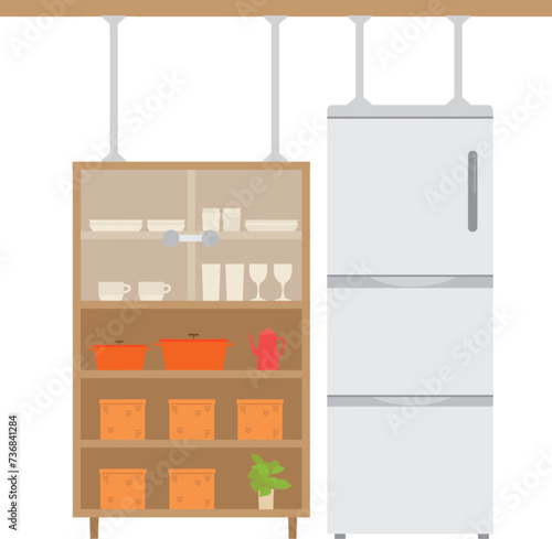 家電と家具の地震対策イラスト