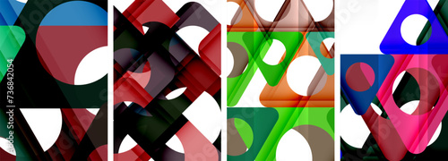 Abstract background set featuring captivating triangles. Harmonious blend of geometry and style, these designs bring modern flair