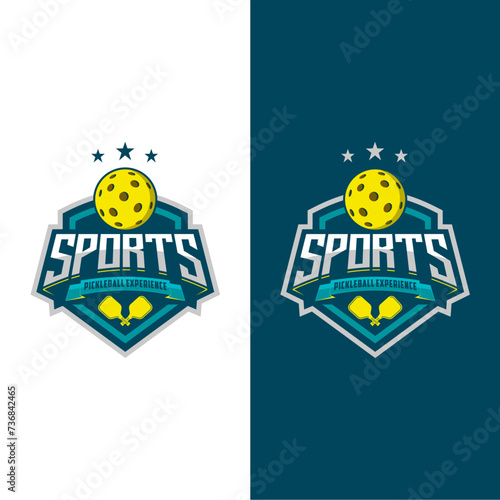 Emblem badge Pickle ball club logo design photo