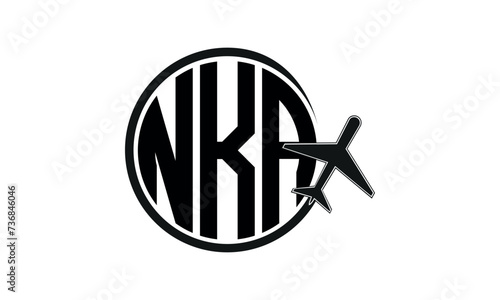 NKA three initial letter circle tour & travel agency logo design vector template. hajj Umrah agency, abstract, wordmark, business, monogram, minimalist, brand, company, flat, tourism agency, tourist photo