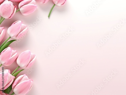 Pink tulip flowers with blank text space 