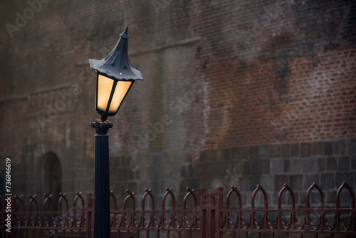 Street lamp on the road at Shaniwar wada. Pune, Maharashtra, India, Asia. photo