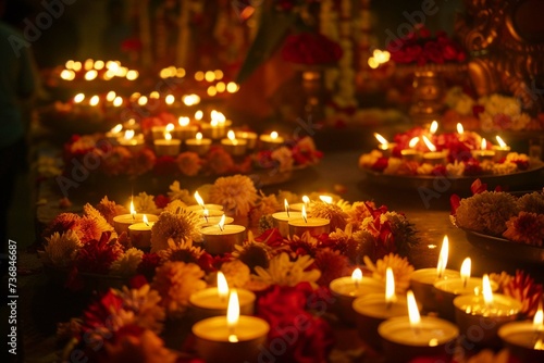 candles in church with a flower 