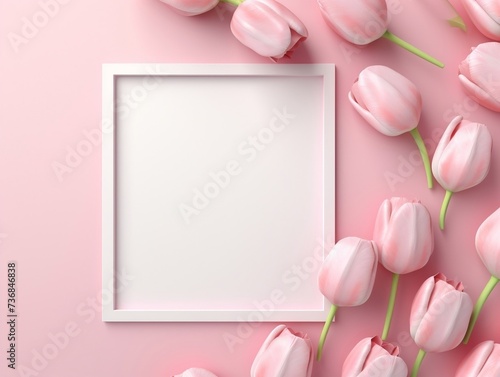 Pink tulip flowers with blank text space  © Generative Ai