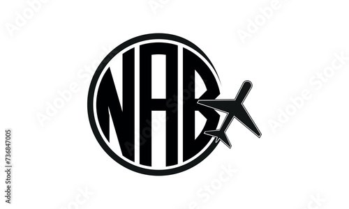 NAB three initial letter circle tour & travel agency logo design vector template. hajj Umrah agency, abstract, wordmark, business, monogram, minimalist, brand, company, flat, tourism agency, tourist