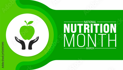 March is National Nutrition Month background template. Holiday concept. use to background, banner, placard, card, and poster design template with text inscription and standard color. vector