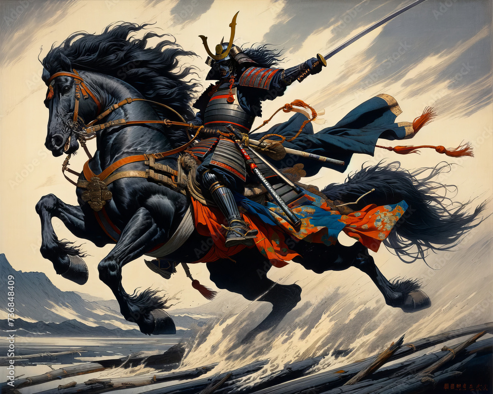 Fototapeta premium 浮世絵(Ukiyoe)/侍(サムライ)