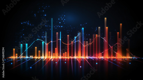 Glowing abstract data chart illuminates