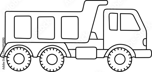 Truck line art for coloring book page