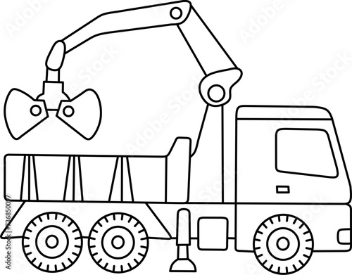 Truck line art for coloring book page