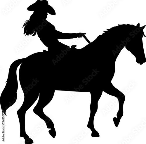 Hand drawn cowgirl silhouette photo