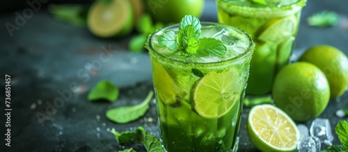 Non-alcoholic green citrus detox mocktail for St. Patrick's Day