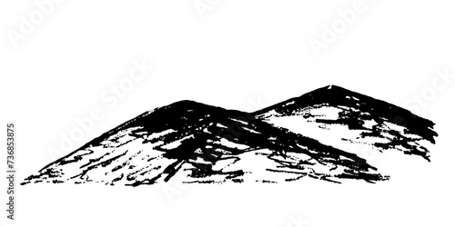 Simple vector illustration. Mountains. Charcoal drawing. Nature and landscape.