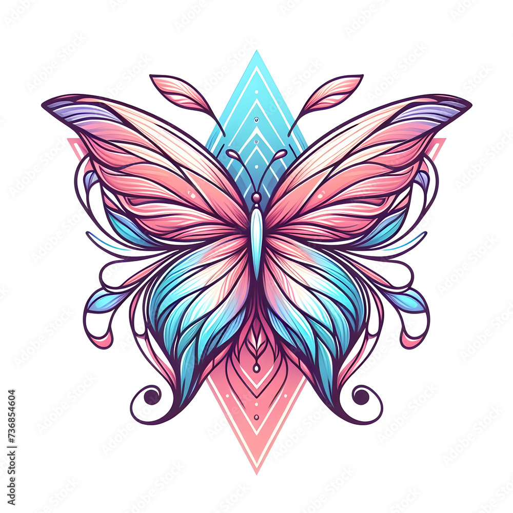 BEAUTIFUL MULTICOLORED PASTEL COLORS BUTTERFLY TRIANGLE BANNER WITH SPACE TO WRITE