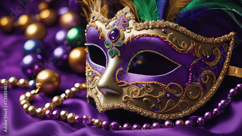 mardi gras mask on parpal background photo